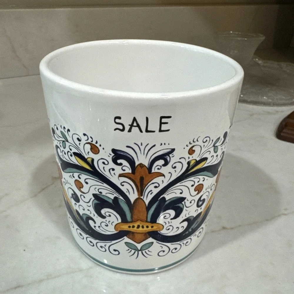 Nova Deruta Spoon Rest And Crock  Made In Italy Hand painted